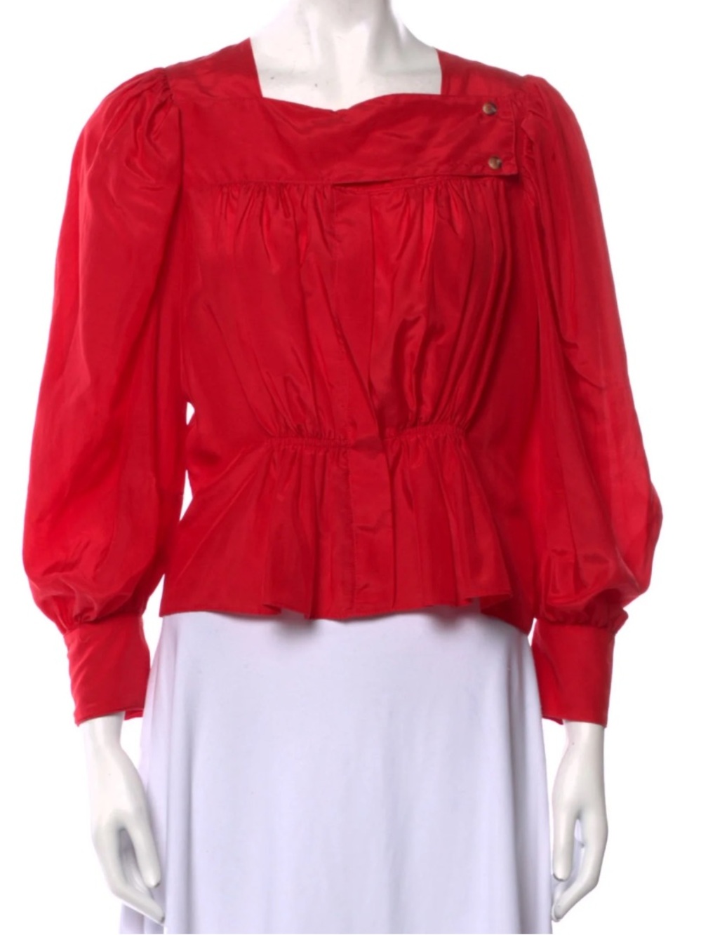 Ciao Lucia Red Puff Sleeve Blouse Sz S